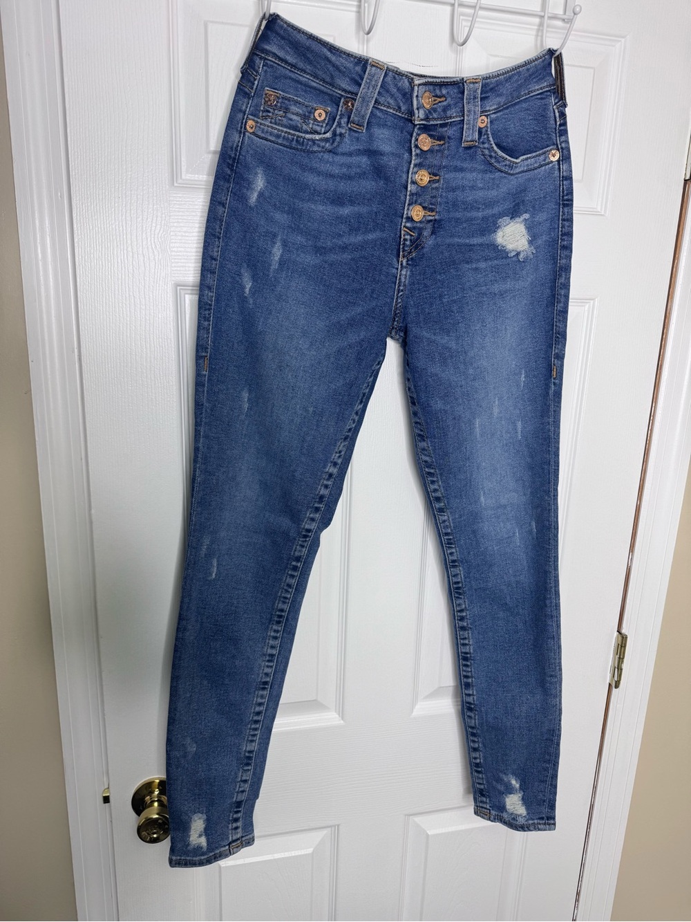True Religion Women's High-Rise Distressed Blue Jeans